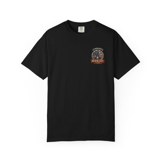 Heavy Lift Division Local 32 oz. T-Shirt — American Flag Rigging Crew Tee