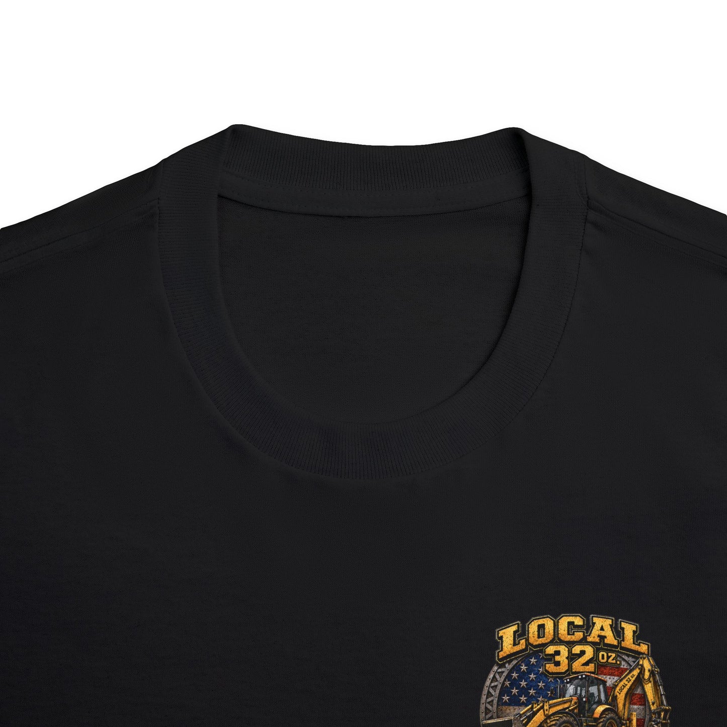 Backhoe Local 32 oz. Construction Tee — "Smells Like Hoe in Here"