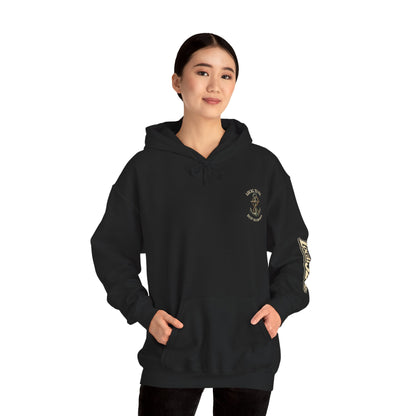 Navy Anchor Hoodie — "Local 32 oz. Deep Sea Division" Graphic Pullover