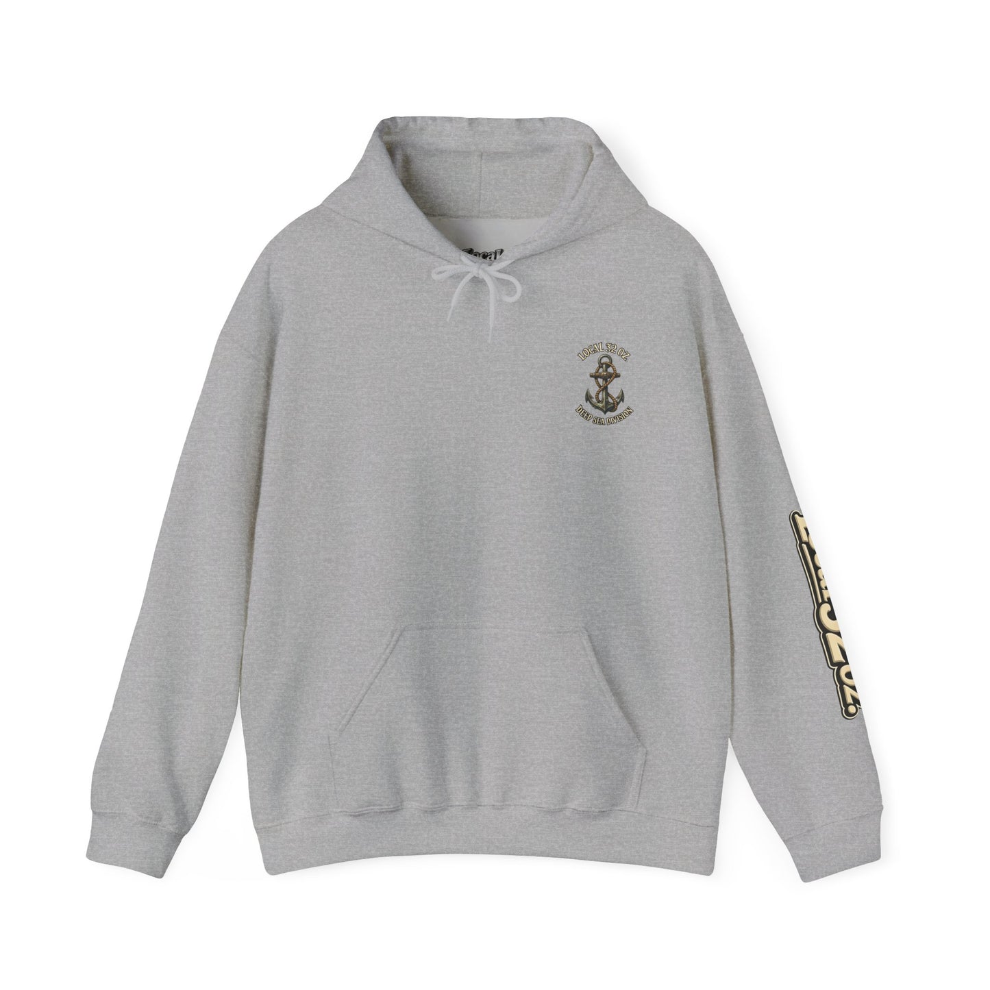 Navy Anchor Hoodie — "Local 32 oz. Deep Sea Division" Graphic Pullover