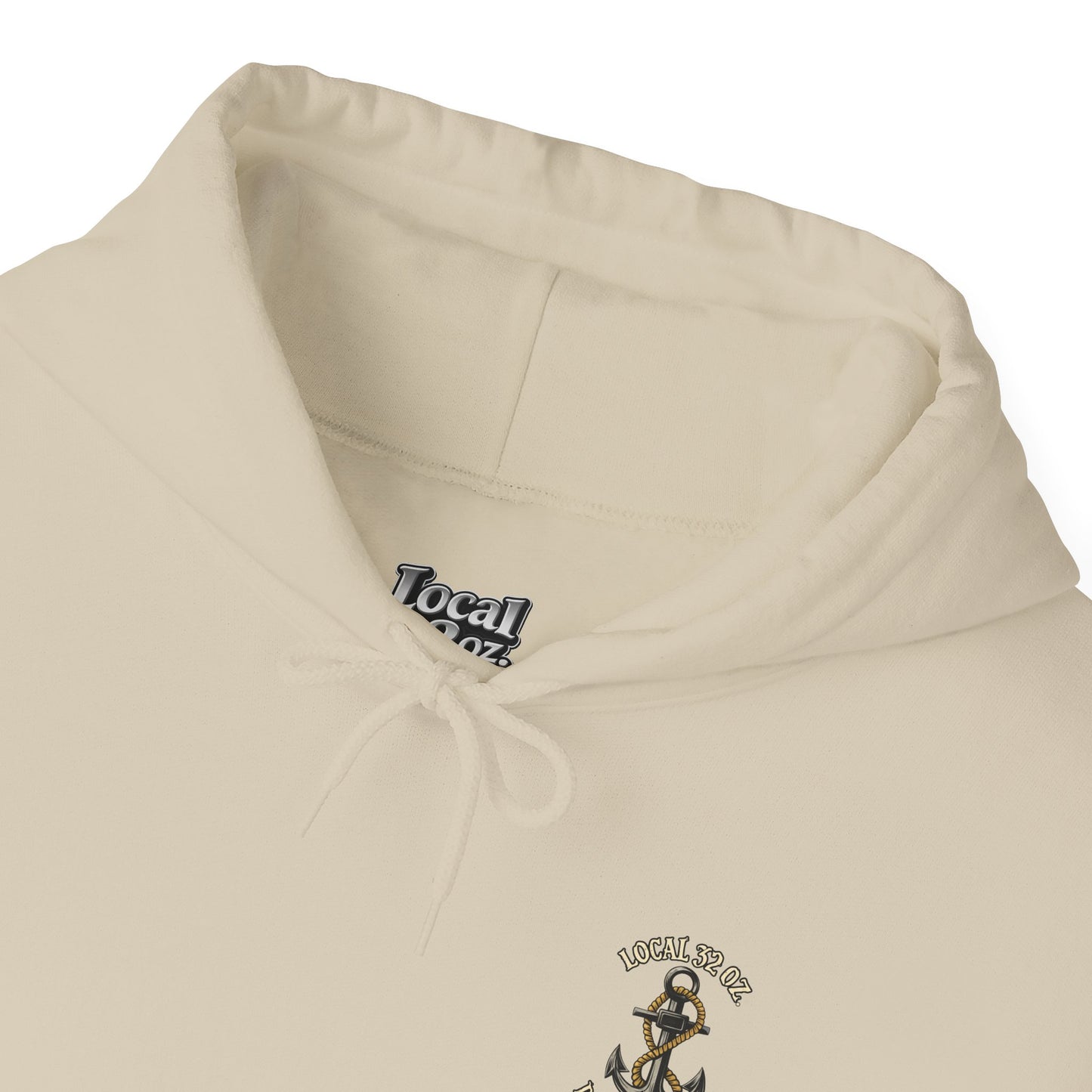 Navy Anchor Hoodie — "Local 32 oz. Deep Sea Division" Graphic Pullover