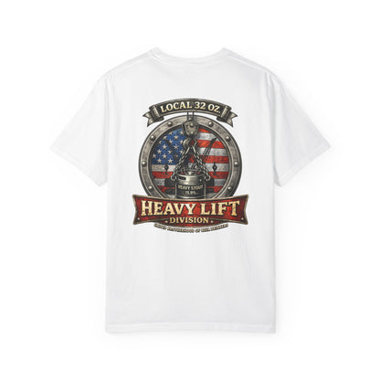 Heavy Lift Division Local 32 oz. T-Shirt — American Flag Rigging Crew Tee