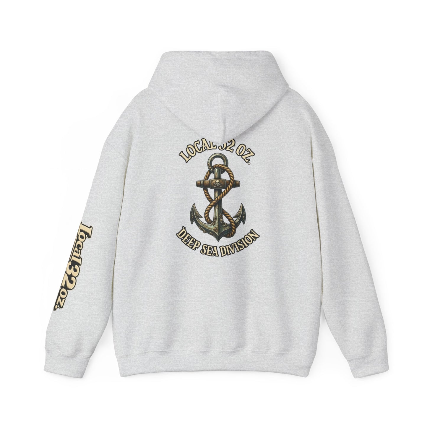 Navy Anchor Hoodie — "Local 32 oz. Deep Sea Division" Graphic Pullover