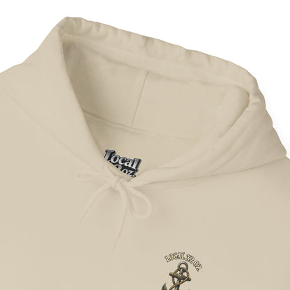Navy Anchor Hoodie — "Local 32 oz. Deep Sea Division" Graphic Pullover