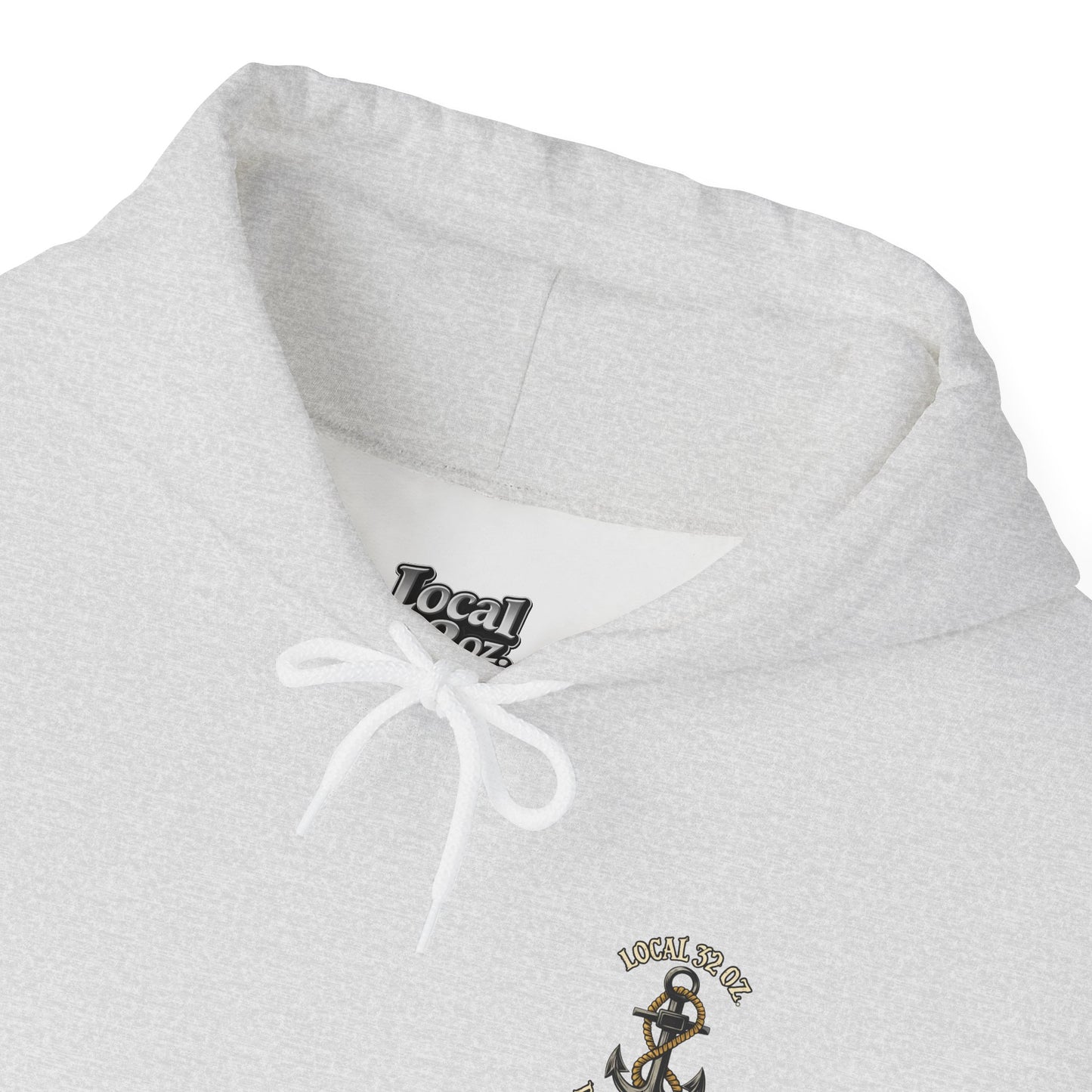 Navy Anchor Hoodie — "Local 32 oz. Deep Sea Division" Graphic Pullover