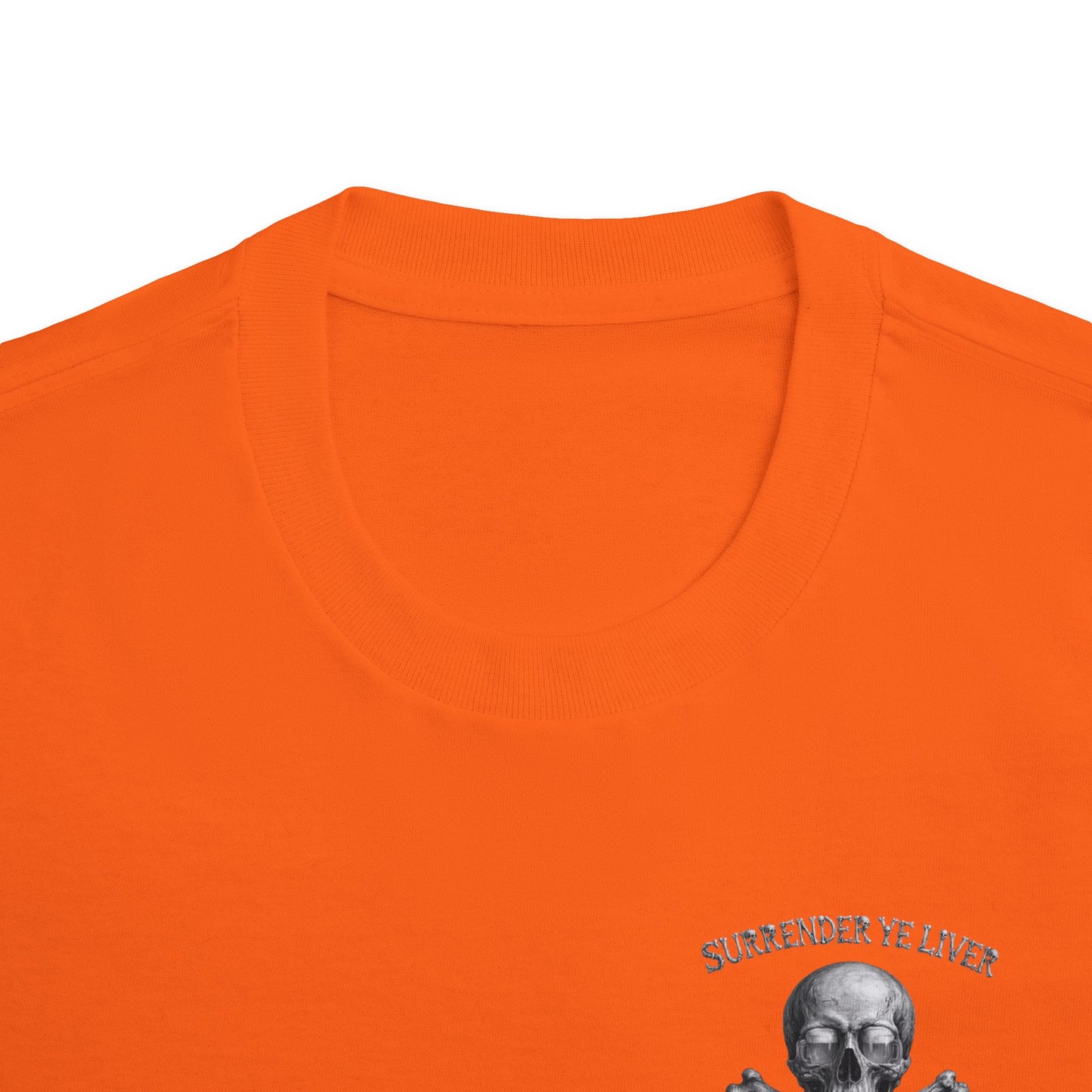 Surrender Ye Liver Skull and Bones Tee. Pirate Skull Crossbones Graphic Tee Shirt