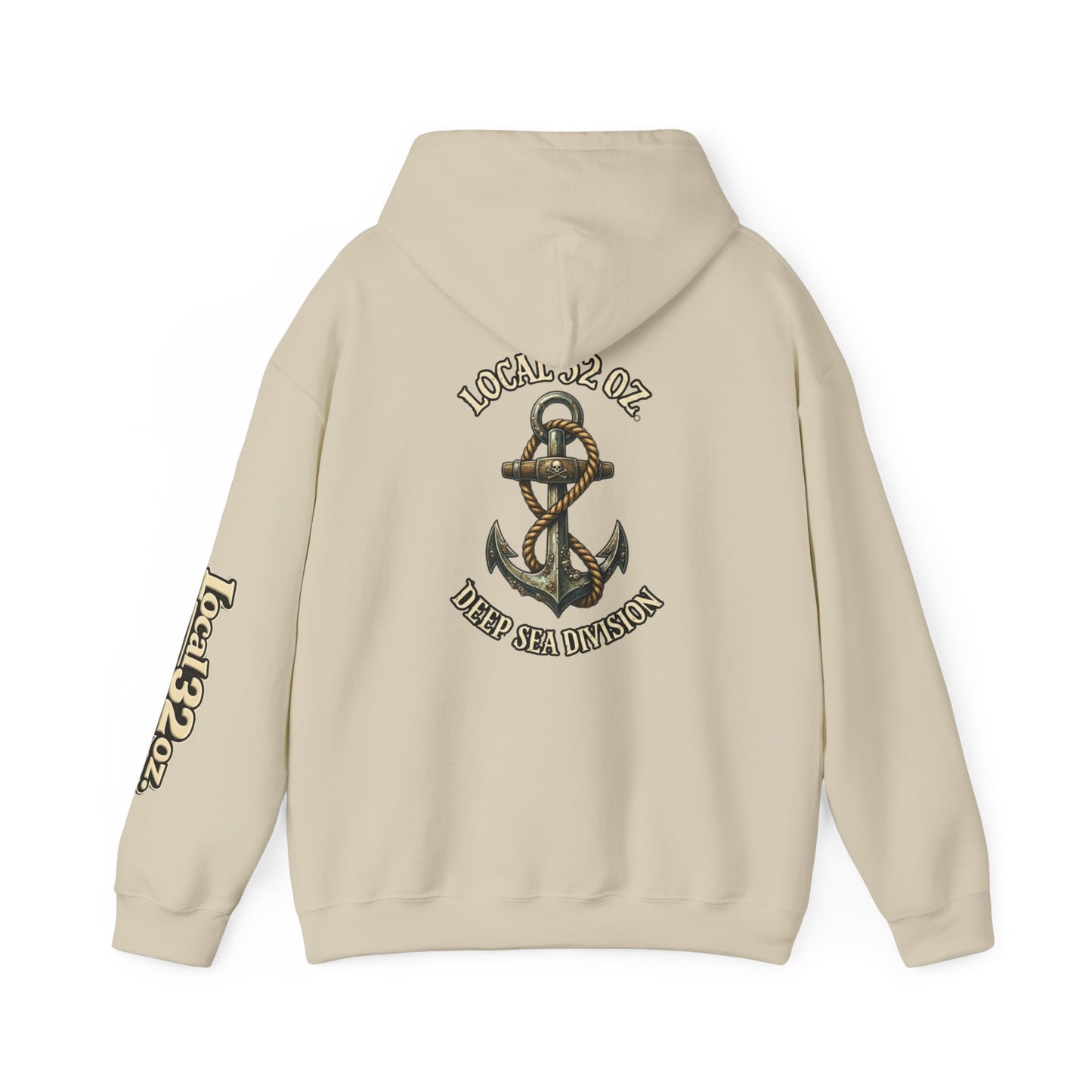 Navy Anchor Hoodie — "Local 32 oz. Deep Sea Division" Graphic Pullover