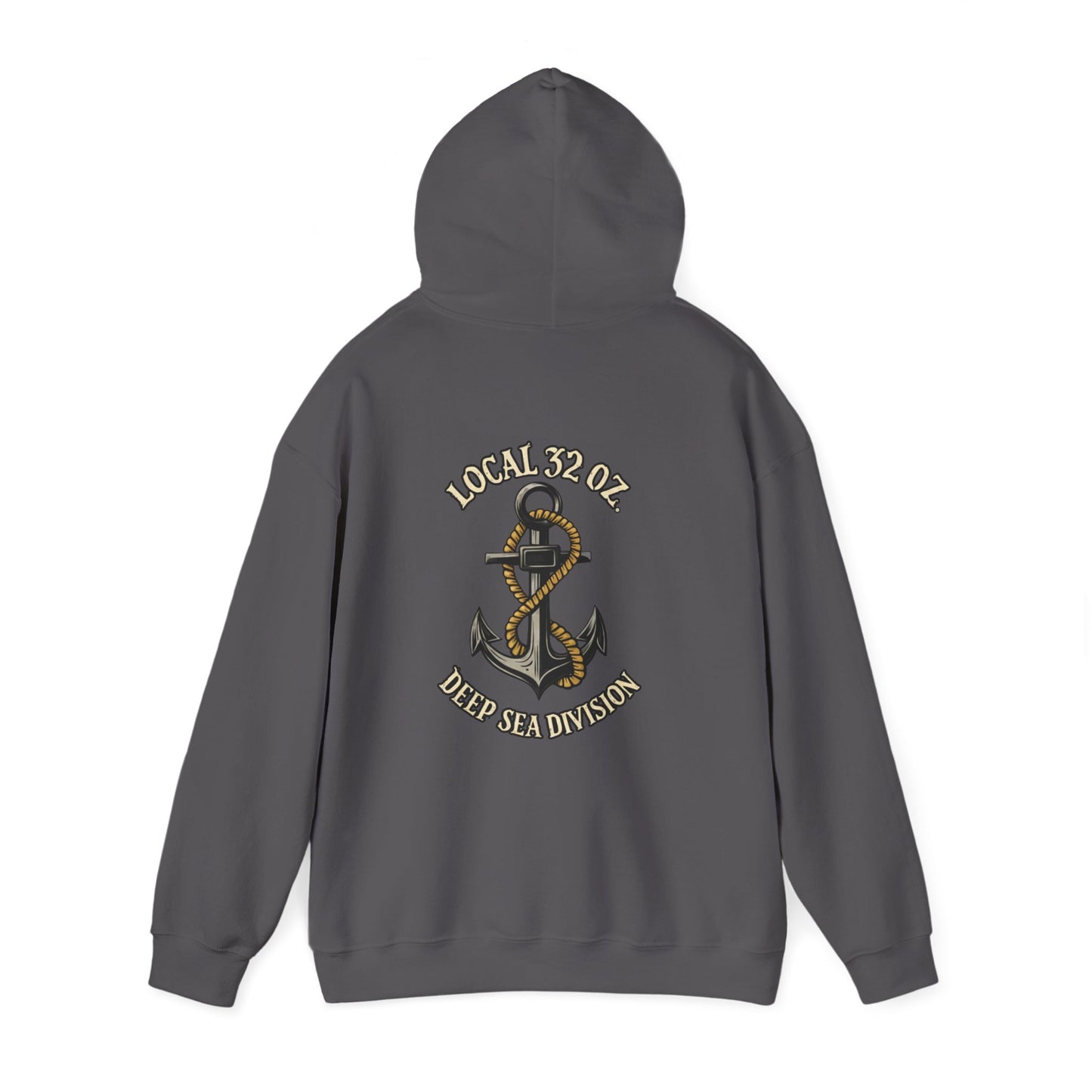 Navy Anchor Hoodie — "Local 32 oz. Deep Sea Division" Graphic Pullover