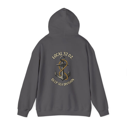 Navy Anchor Hoodie — "Local 32 oz. Deep Sea Division" Graphic Pullover