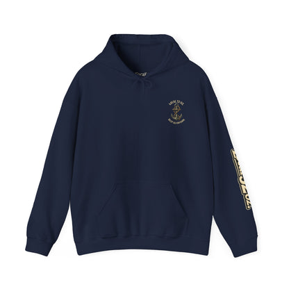 Navy Anchor Hoodie — "Local 32 oz. Deep Sea Division" Graphic Pullover