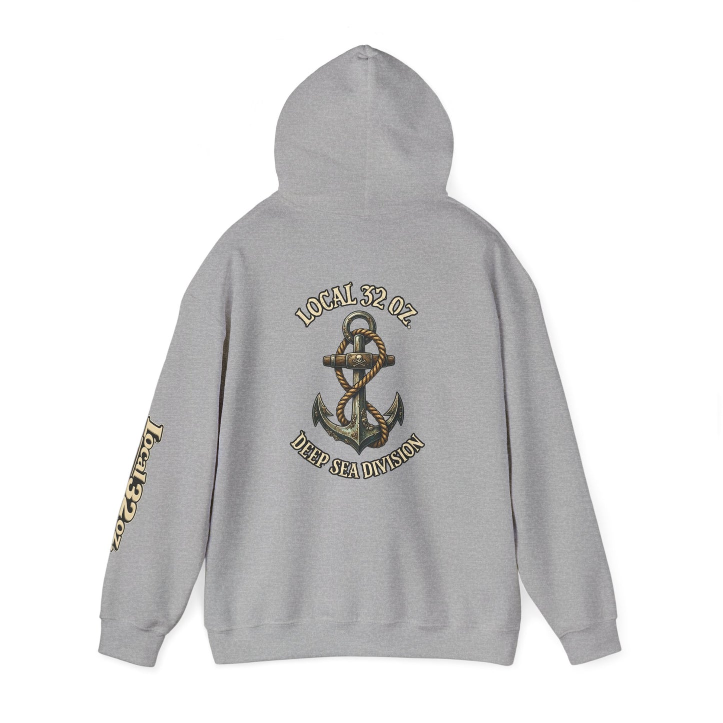 Navy Anchor Hoodie — "Local 32 oz. Deep Sea Division" Graphic Pullover