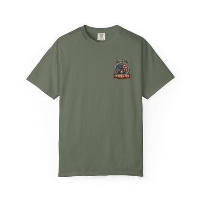 Heavy Lift Division Local 32 oz. T-Shirt — American Flag Rigging Crew Tee