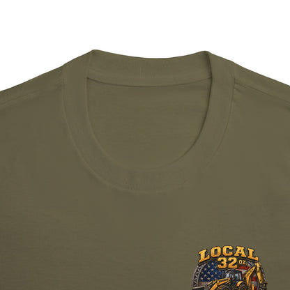 Backhoe Local 32 oz. Construction Tee — "Smells Like Hoe in Here"