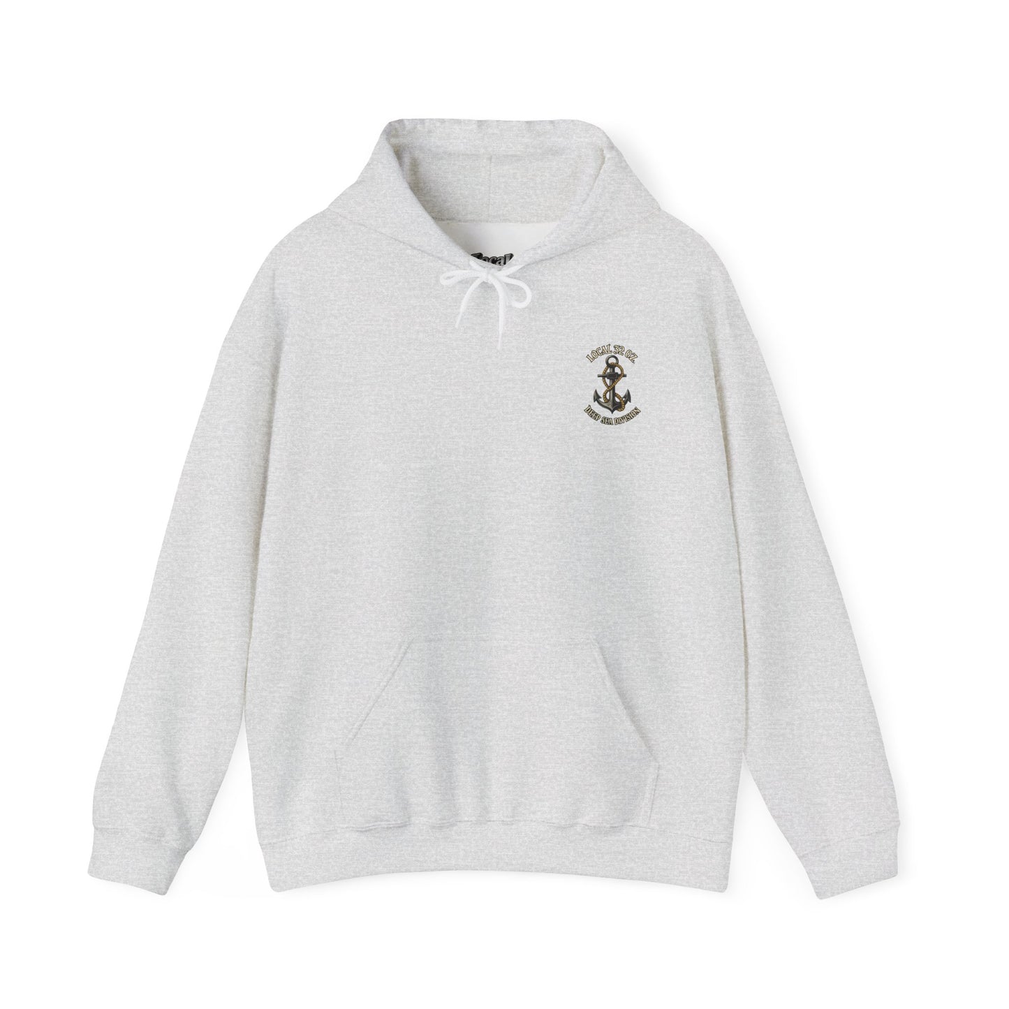 Navy Anchor Hoodie — "Local 32 oz. Deep Sea Division" Graphic Pullover