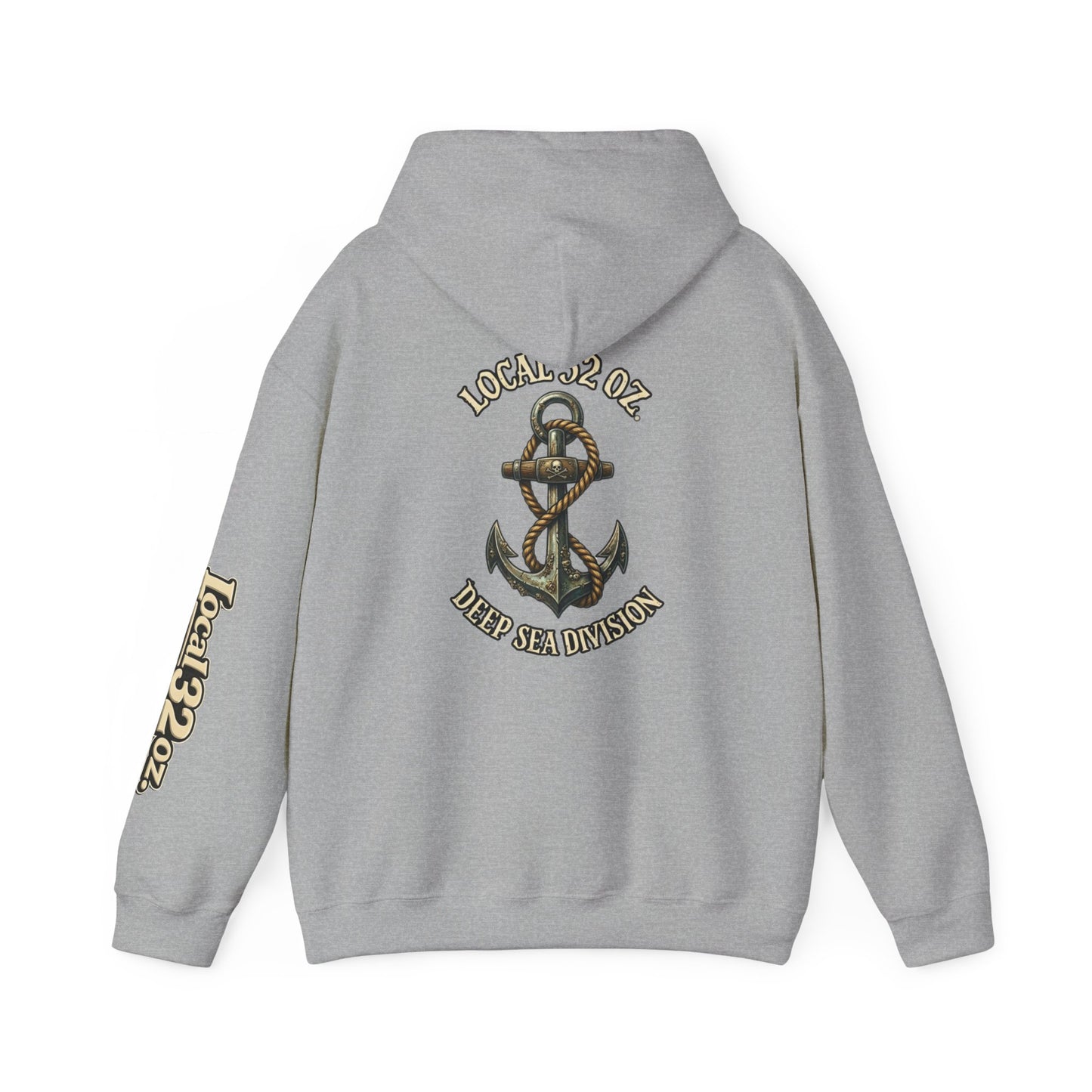 Navy Anchor Hoodie — "Local 32 oz. Deep Sea Division" Graphic Pullover
