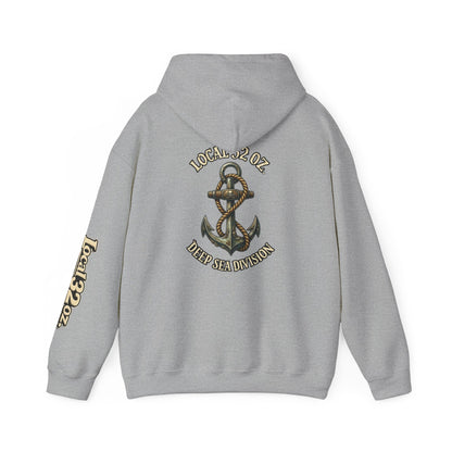 Navy Anchor Hoodie — "Local 32 oz. Deep Sea Division" Graphic Pullover