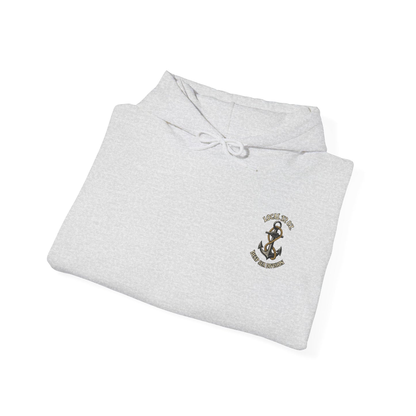 Navy Anchor Hoodie — "Local 32 oz. Deep Sea Division" Graphic Pullover