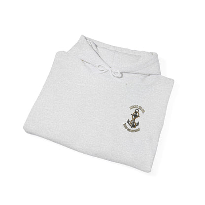 Navy Anchor Hoodie — "Local 32 oz. Deep Sea Division" Graphic Pullover