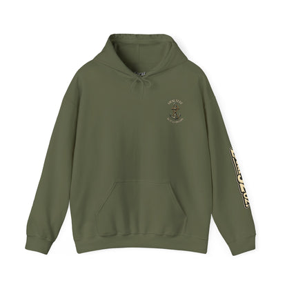 Navy Anchor Hoodie — "Local 32 oz. Deep Sea Division" Graphic Pullover