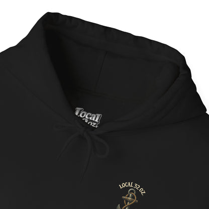 Navy Anchor Hoodie — "Local 32 oz. Deep Sea Division" Graphic Pullover
