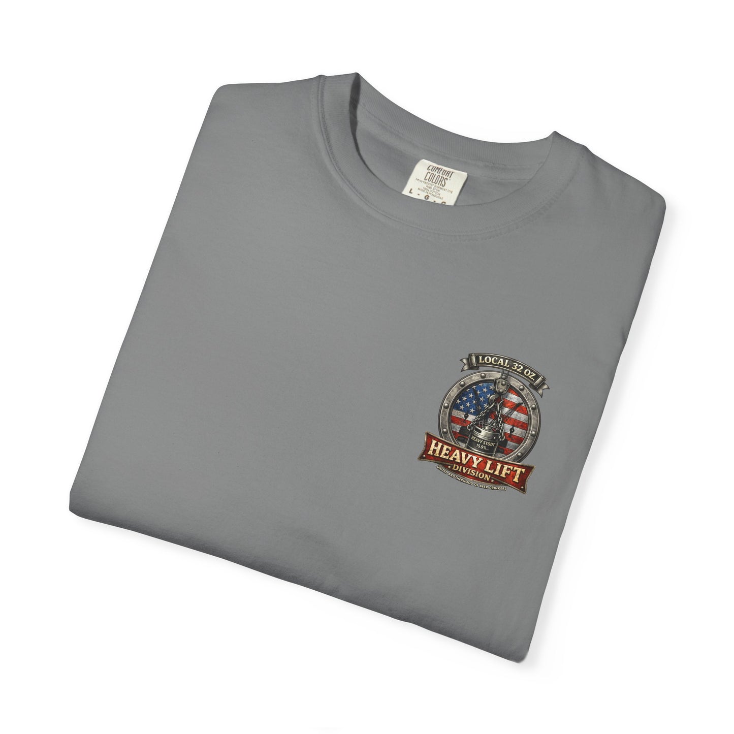 Heavy Lift Division Local 32 oz. T-Shirt — American Flag Rigging Crew Tee