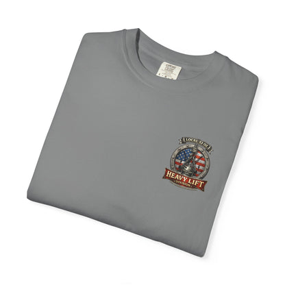 Heavy Lift Division Local 32 oz. T-Shirt — American Flag Rigging Crew Tee