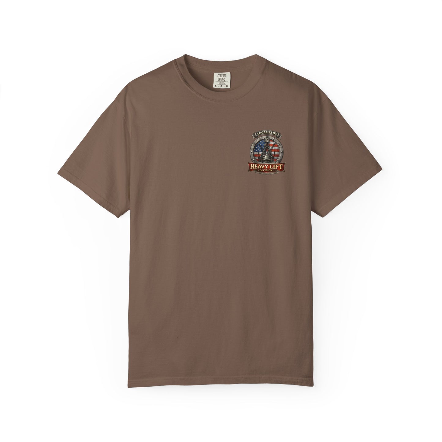 Heavy Lift Division Local 32 oz. T-Shirt — American Flag Rigging Crew Tee
