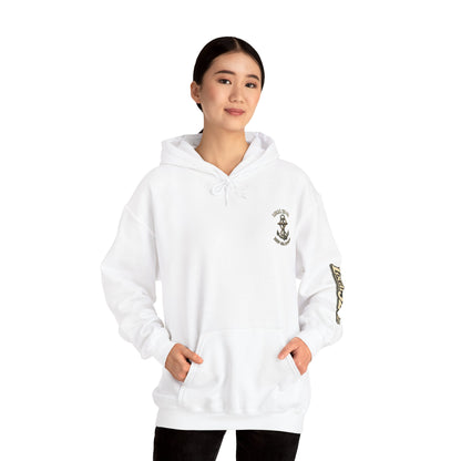 Navy Anchor Hoodie — "Local 32 oz. Deep Sea Division" Graphic Pullover