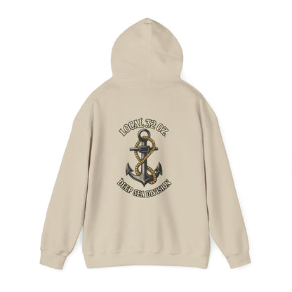 Navy Anchor Hoodie — "Local 32 oz. Deep Sea Division" Graphic Pullover