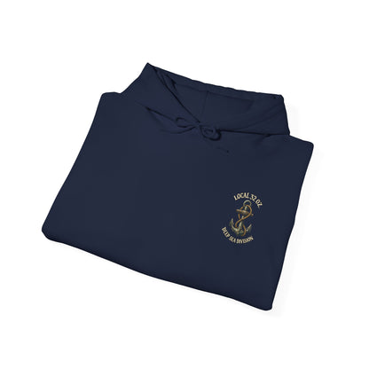 Navy Anchor Hoodie — "Local 32 oz. Deep Sea Division" Graphic Pullover