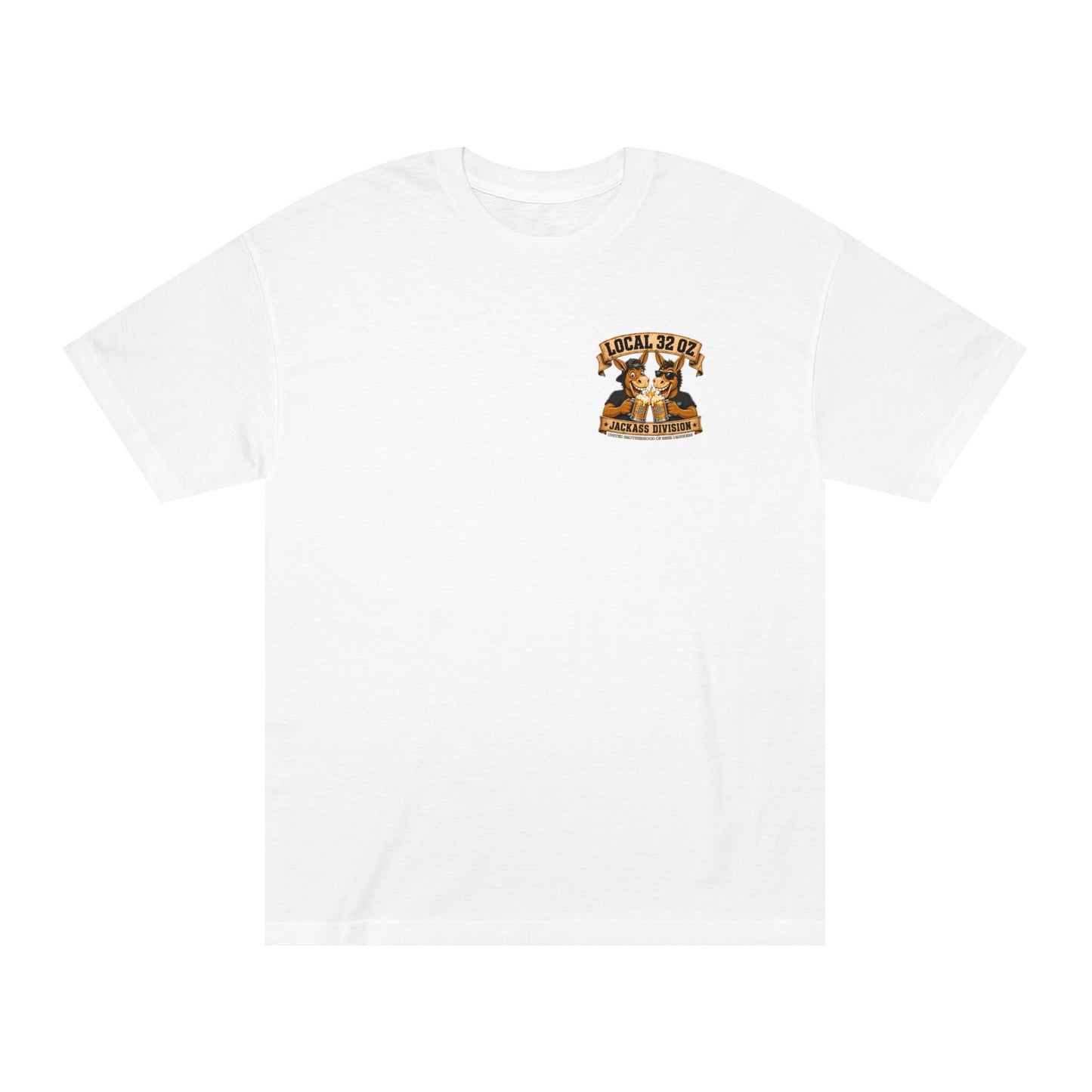 Jackass Division Local 32 oz. Tee — Funny Donkey Beer Crew T‑Shirt