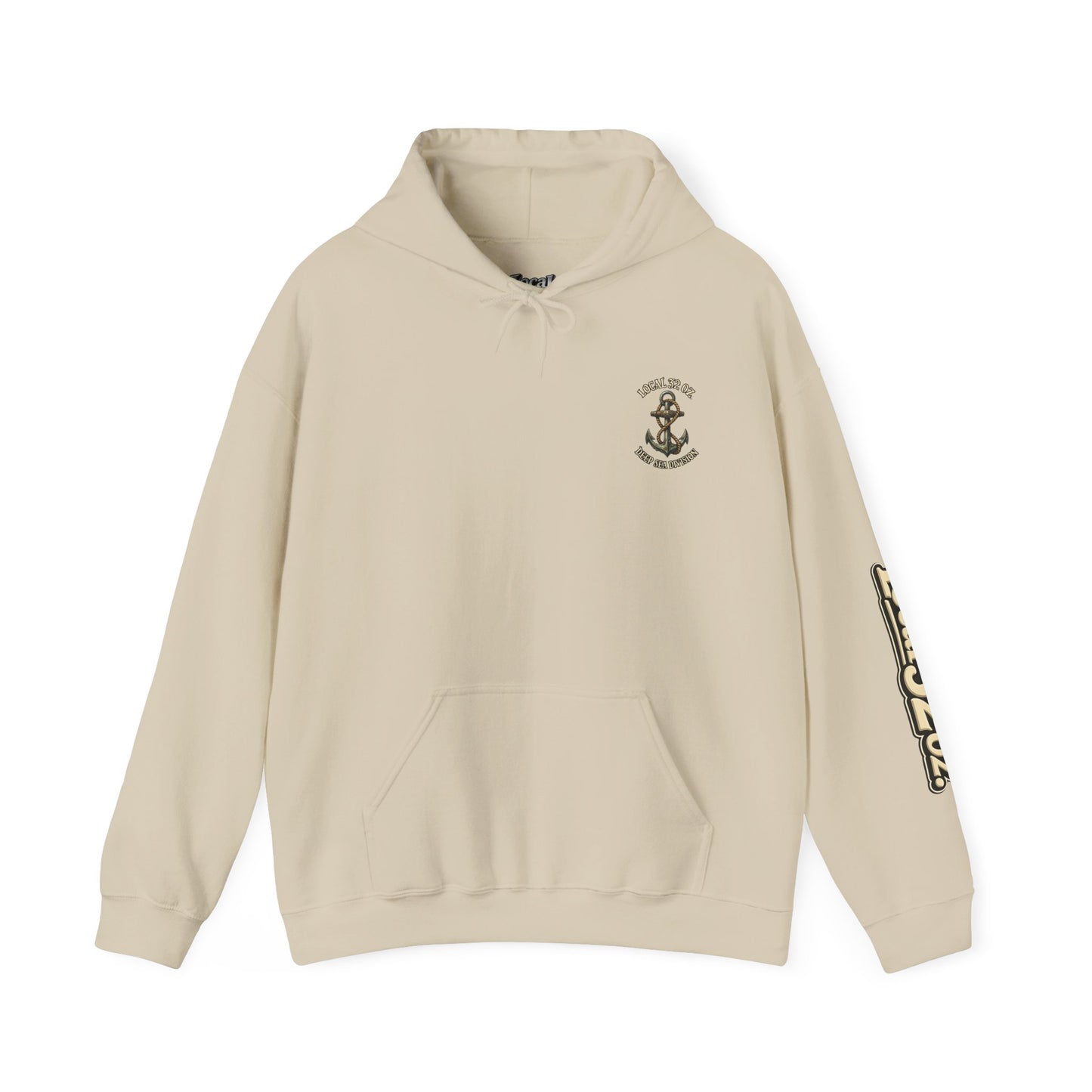 Navy Anchor Hoodie — "Local 32 oz. Deep Sea Division" Graphic Pullover