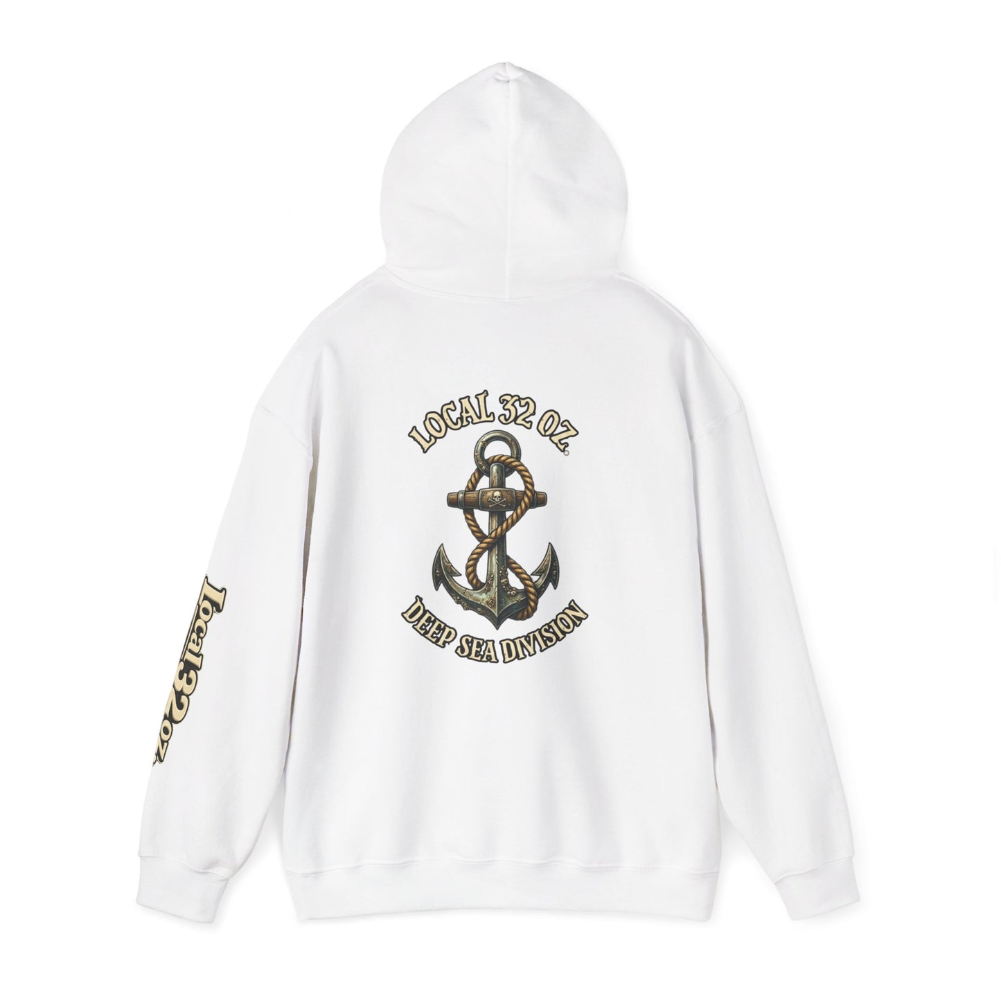 Navy Anchor Hoodie — "Local 32 oz. Deep Sea Division" Graphic Pullover