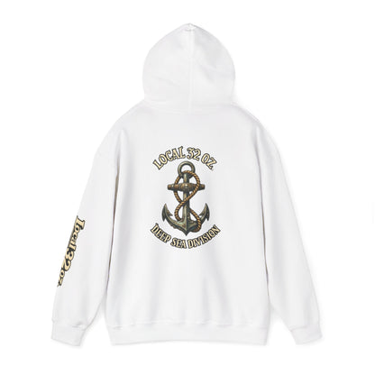 Navy Anchor Hoodie — "Local 32 oz. Deep Sea Division" Graphic Pullover