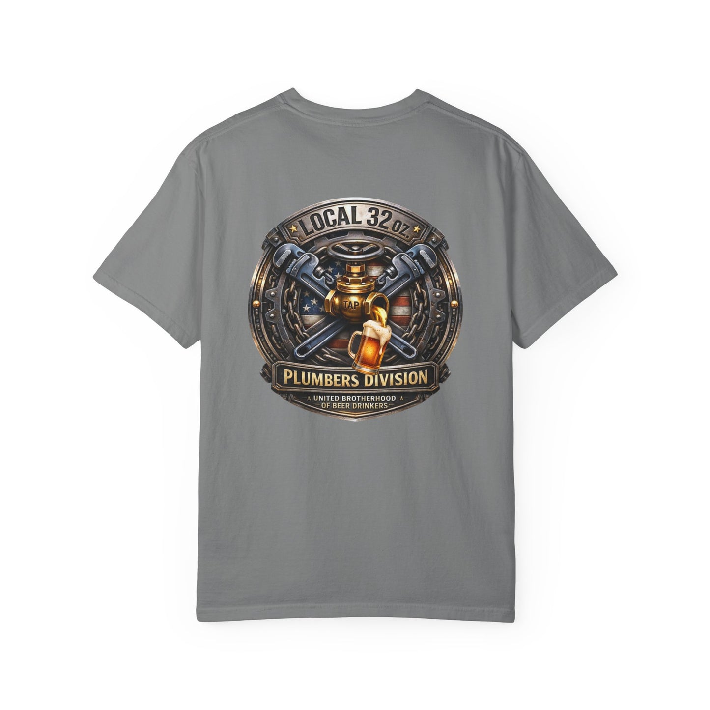 Plumbers Division T‑Shirt — "Local 32 oz." Vintage Plumbing Emblem
