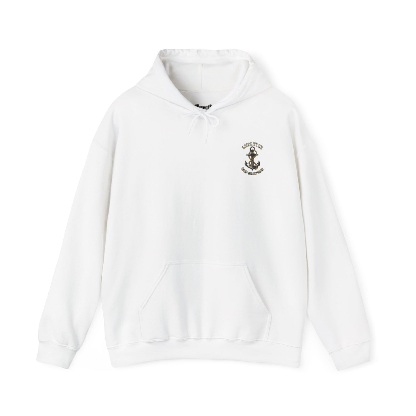Navy Anchor Hoodie — "Local 32 oz. Deep Sea Division" Graphic Pullover