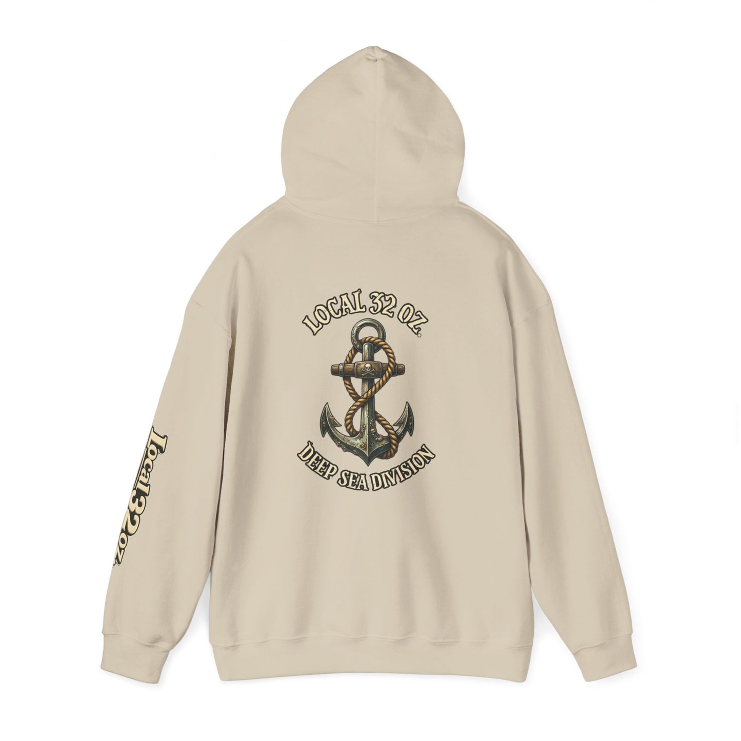 Navy Anchor Hoodie — "Local 32 oz. Deep Sea Division" Graphic Pullover