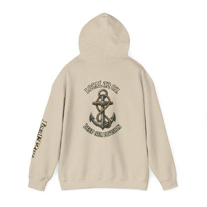 Navy Anchor Hoodie — "Local 32 oz. Deep Sea Division" Graphic Pullover