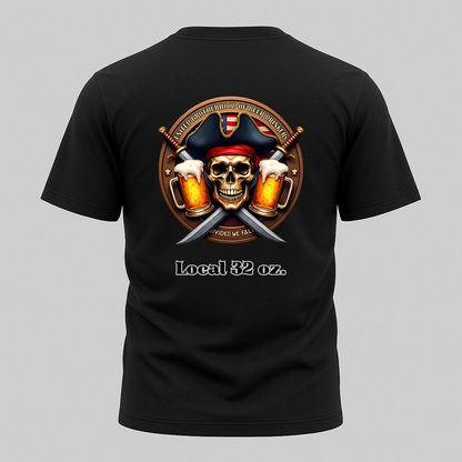 Pirate Tee Shirt - Unisex Heavy cotton 6oz. Tee for Beer Drinkers.