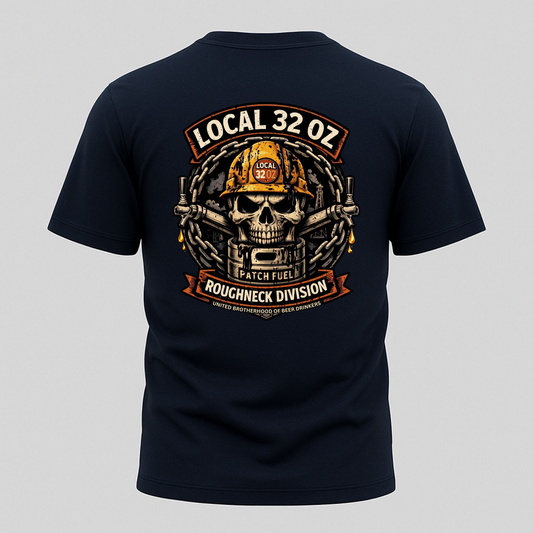 Local 32 oz. Roughneck Division T-Shirt — Skull Hard Hat Construction Tee