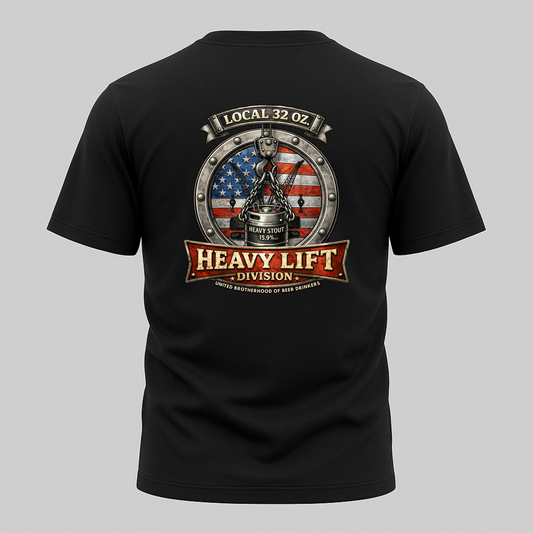 Heavy Lift Division Local 32 oz. T-Shirt — American Flag Rigging Crew Tee