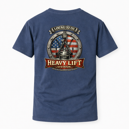 Heavy Lift Division Local 32 oz. T-Shirt — American Flag Rigging Crew Tee