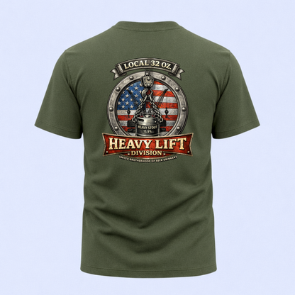 Heavy Lift Division Local 32 oz. T-Shirt — American Flag Rigging Crew Tee