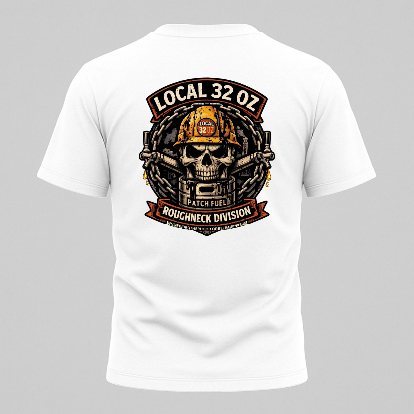 Local 32 oz. Roughneck Division T-Shirt — Skull Hard Hat Construction Tee