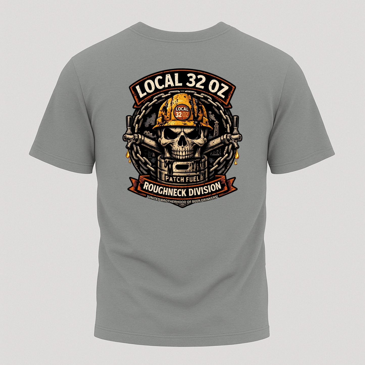 Local 32 oz. Roughneck Division T-Shirt — Skull Hard Hat Construction Tee