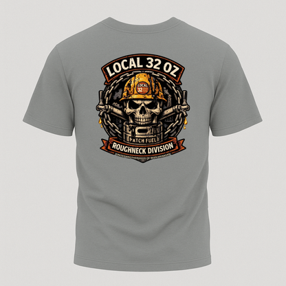Local 32 oz. Roughneck Division T-Shirt — Skull Hard Hat Construction Tee