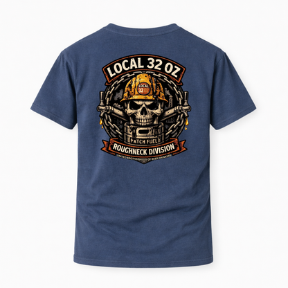 Local 32 oz. Roughneck Division T-Shirt — Skull Hard Hat Construction Tee