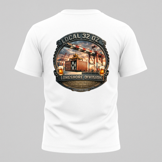 Local 32 oz. Longshore Division T‑Shirt — Port & Crane Vintage Graphic