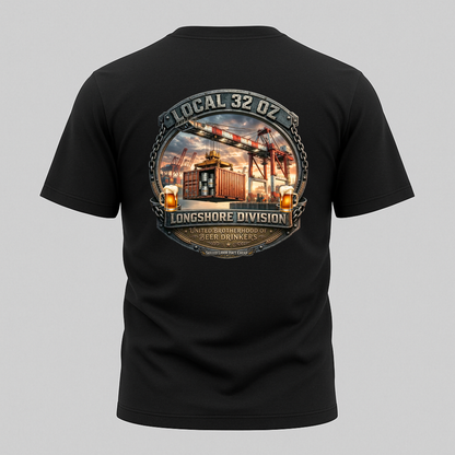 Local 32 oz. Longshore Division T‑Shirt — Port & Crane Vintage Graphic