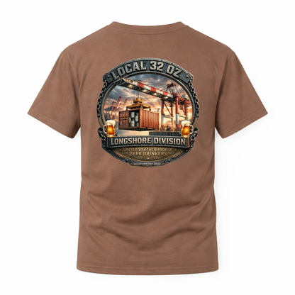 Local 32 oz. Longshore Division T‑Shirt — Port & Crane Vintage Graphic